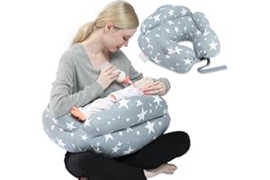 Chilling Home Poduszka do karmienia XXL Poduszka ciążowa Boczna poduszka do spania dla dziecka, z bawełnianą poszewką na poduszkę do karmienia, Regulowana poduszka Poduszka do karmienia w ciąży