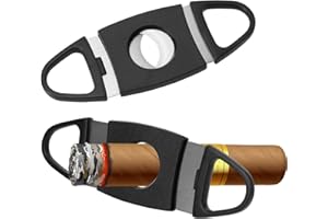 PWSAP 2-pak przenośnych nożyczek do cygar, kieszonkowe narzędzie do cygar ze stali nierdzewnej, podwójne ostrza gilotynowe, obcinacz do cygar, akcesoria do cygar z plastikowym uchwytem, odpowiednie do