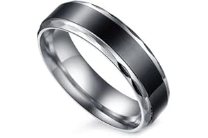 Flongo Bague Acier Inoxydable Anneaux Band Couple Amour Valentin Marriage Retro Classique Charme Taille Optionnel Bijoux Cadeau Couleur Noir pour Femme Homme