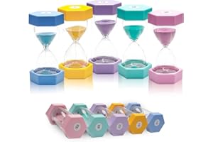 EMHTHME 5 Pezzi Timer a Clessidra Set, Clessidra Bambini, Colorata Timer di Sabbia, Colorate Clessidra per Bambini3/5/10/20/30 minuti, per Spazzolare i Denti,Casa Cucina,Sport,Giochi,Ufficio Timer Uovo