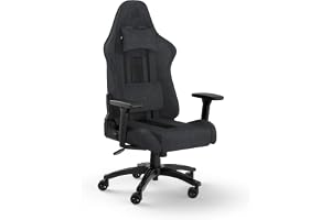 Corsair TC100 Relaxed Gamingstol – tyg – design inspirerad av racingsport – ländryggskudde – avtagbar nackkudde av minnesskum – justerbara armstöd – grå och