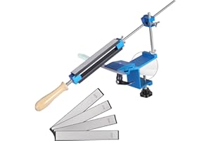 OUHZNUX Aiguiseur de couteaux professionnel avec angle fixe, avec design à serrage rapide, pour aiguiser les couteaux fins, angle fixe, kit d'affûtage de 4 pierres à aiguiser diamantées