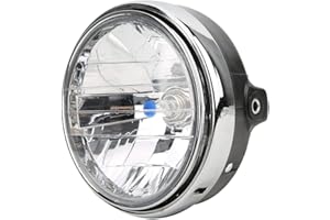 Headlight, Qiilu Motorcycle Headlight, Retro Headlamp Front Headlight Fit for Honda CB400/Hornet 250/VTEC(White glass)