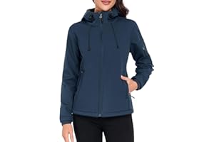 CMTOP Giacca Softshell Donna in Pile Caldo Giacca Idrorepellente Giacca a Vento Autunno Inverno Primavera Giubbotto Con Cappuccio per Trekking Running Pesca Ciclismo