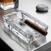 Deconox Mia Model El Yapımı Cam Puro K&uuml;ll&uuml;ğ&uuml; - D&ouml;kme Cam Şeffaf Dikd&ouml;rtgen L&uuml;ks Puro Tablası (17x9x4 cm)