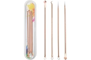 Neoreser Herramientas para Eliminar Espinillas, 4 Piezas Extractor de Puntos Negros Kit de Acero Inoxidable, Kit de Removedor de Puntos Negros para Quita Espinillas Granos Comedones (oro rosa)