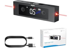 eSynic Inclinometro Digital 4x90° Nivel Digital con Base Magnética, Buscador de Ángulos Recargable Tipo-C con Doble LCD para Carpintero, Aleación de Aluminio Transportador de 3 Unidades °/% / MM/M