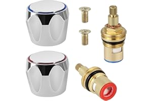 LZYDKH 2 Stück Wasserhahn Ventiloberteil, 1/2"" 20 Zähne Wasserhahn Kartusche Hot Cold Wasserhahn Kartusche Keramik Messing Scheibe Oberteil Ersatzteile für Bad und Küche