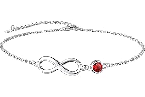 Suplight 925 Stelring Silver Infinity Birthstone Anklet, Dainty Foot Chain Crytal Anklet Bracelets for Women Girls (with Gift Box)