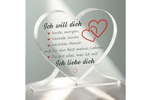 TheGiffter Ich Liebe Dich Geschenke für Frauen Männer, Herzförmiges Acryl Heimat Dekoration Jahrestag Geschenk für Ihn und Sie, Romantisches Partner Hochzeitstag, Jahrestag Geschenk