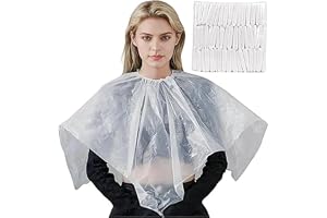 SYOSI Disposable Hair Cutting Cape, Waterproof PE Barber Cape, Elastic Neck Hair Dye Coloring Styling Bib, Lightweight Oil Proof Protection for Salon and Home Use, 100x100cm White, 50 PCS