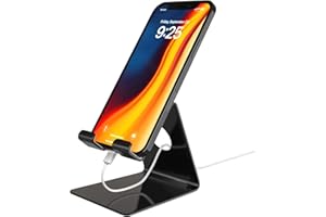 amazon basics Desktop Mobile Stand Phone Mount Tabletop Holder for Phones and Tablets - Black