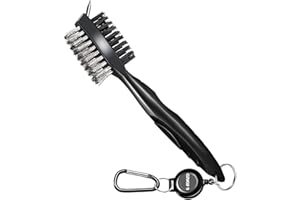 Geeorzo Golf Club Cleaner, Dual-Sided Retractable Golf Brush and Groove Cleaner with Carabiner, Golf Accessories for Men Golfer Gifts