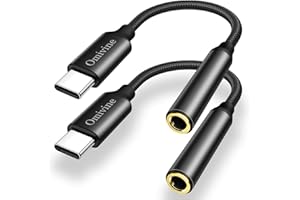 OMIVINE USB C to 3.5mm Jack 2 Pack, USB Type C to Headphone Jack Adapter, 3.5mm to USB-C AUX Nylon Earphone Adapter for iPhone 15/Plus/Pro/Pro Max, iPad Pro/Air/mini, Samsung Galaxy, Pixel, HUAWEI Mate, etc