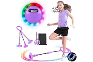 MEISHANG Swing Wheel mit Lichtrad,Swing Wheel mit Zähler,Springring Fußkreisel Kinder,Kinder Blinkender Springring,Faltbarer Blinkender Sprungball,Geschenke für Mädchen 3+ Jahre(Lila/1PCS)