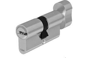 Yale Cilindro Europeo di massima sicurezza con pomolo per serratura YC204KD304505N1 Nichelato, 30/45mm, 5 Chiavi con pista Snake, 14 pin