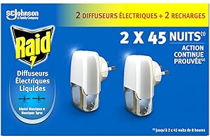 RAID Pyrel Diffuseur Electrique Liquide - Répulsif Moustiques 45 Nuits - Sans Parfum - 1 Diffuseur + 1 Recharge