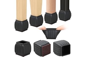 Ezprotekt 32P Gummi stuhlbeinkappen, 26-33 mm Schwarze Stuhlfüße, Quadratische Möbelgleiter Filzunterseite Silikon-Stuhlbeinkappen zum Schutz von Hartholz-/Fliesenböden vor Kratzern und Lärm