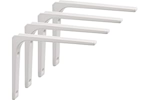 SAYAYO Regalwinkel Schwerlast Regalhalterung Regalträger Weiss Regalhalter Metall 90 Grad L-förmige 4 Stück Winkel Regal 150x125 für Wandhalterung Regal, Eckregal, Hölzern Möbel