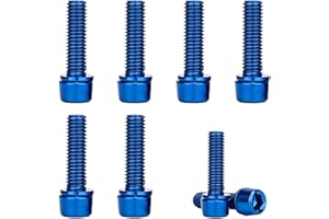 XUKZIMA 6 Pcs M5 x 18 mm Titanium Alloy Bike Stem Bolts con arandelas Azul