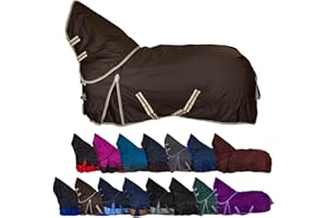 RL24 - Weidedecke Full Neck Basicline 600D Nylonfutter m. Füllung – Pferde Winterdecke – wasserdichte Outdoordecke m. Kreuzbegurtung – Pferdedecke in Dunkelbraun – Größe 135cm (200g/m²)