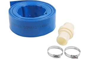 KATSU TOOLS KATSU Manguera Plana para Descarga de Agua 10 m x 50 mm, con 2 Clips y Conector, Se Adapta a Bombas de Agua Sumergibles y Otras para Drenar Estanques, Riego de Jardines, Piscinas, Azul 664463