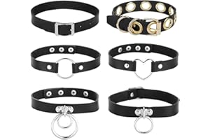 NOCHME Choker Gothic, Regolabile Pu Necklace Collana Girocollo In Pelle Da Uomo E Donna, Gotico, Punk, Goth, Rock,Cuore Per Donne, Uomini, Ragazze, Nero