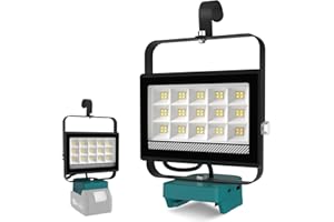 T-SUN 4500LM Lampada LED Ricaricabile per Makita Batteria 18V, 60W Faretto Ricaricabile Portatile con Type C/USB Lampada da Lavoro Faretto per Garage, Emergenza, Campeggio, Cantiere (Senza Batteria)