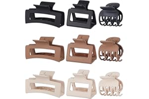 YIBINGKEA Lot de 9 pinces à cheveux rectangulaires moyennes pour femme - 3 styles - Pinces à cheveux carrées pour cheveux épais - Accessoires de cheveux fins pour femme (C1)