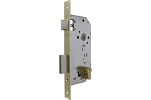 Tesa Assa Abloy 203050HL Cerradura De Embutir Para Puertas De Madera Con Cilindro Latonado Entrada 50 mm, Frente Cuadrado 2030