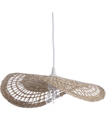 Suspension Rotin Blanc Padang - Ø38cm - Abat-jour Chips - Style Naturel