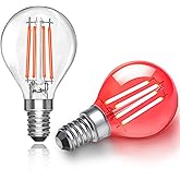 Red LED Bulbs E14 4W 230V, Globe G45, Equivalent 40W Halogen Lamp, 400LM, Coloured Bulb Lamp, Decoration for Indoor Outdoor,