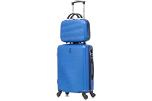 CELIMS - 24 inch Medium Luggage with Vanity Case | 24 inch Suitcase | Toiletry Case | 20kg Capacity Capacity | Lightweight ABS Hard Shell | Blue