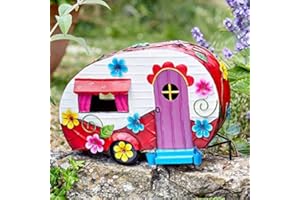 Garden Mile® Ornamenti da giardino impermeabili, decorazione per esterni, divertente, in metallo, dipinta a mano, resistente alle intemperie (Flower Power)