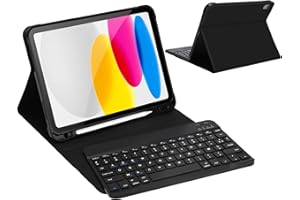IVEOPPE Clavier iPad 10ème Génération 2022 10.9 Pouces, Clavier AZERTY sans Fil Bluetooth pour iPad 10eme Génération 2022 Housse Multiposition avec Fonction de Ranger Le Stylet, Noir