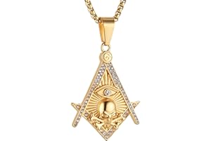 AsAlways 18k Gold Plated All Seeing Eye Egypt Pendant Protection Masonic Freemason Crossbones Skull Accessories Gifts