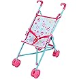 DOLLSWORLD from Peterkin | Pink & Blue Doll's Stroller | Foldable stroller with easy-grip handles, suitable for dolls up to 56cm | Dolls & Accessories | Ages 3+