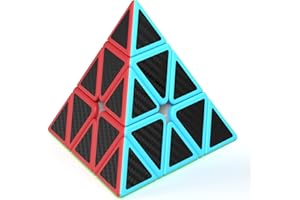 Vdealen Speed Cubo Magico Piramide Magic Cube, Liso Pyramid Cubo de Velocidad para Principiantes y Usuarios Avanzados, Triangle Cube Regalo para Niños Adolescentes Adultos(Fibra de Carbono)