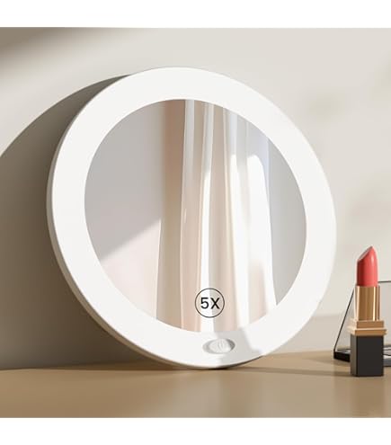 Specchio Ingranditore Da Trucco Con Luci LED - 7x Ingrandimento, Ventose - Foto 5