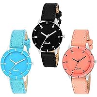 Acnos Special Super Quality Analog Watches Combo Look Like Preety for Girls and Womne Pack of - 3(605-BLK-ORG-SKY)