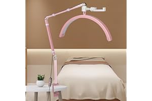 Carziyer Lampada da Terra a LED per Extension Ciglia, lampada extension ciglia, lampada estetista, Luce per Tatuaggi Lampada Lampada per Trucco a Mezzaluna per Sopracciglia di Bellezza (A clip-rosa)