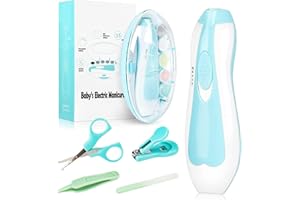 UHFi Electric Nail File Drill for Baby, 6 in 1 Safety Cutter Trimmer Clipper for Toes and Fingers (Blue, 18 in 1)