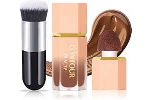 NewBang Crayon contour liquide, crème de contouring, anti-cernes liquide bronzant pour le visage, style contour mat, avec applicateur d'oreiller, crème soyeuse de contour du visage longue durée (103)