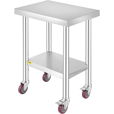 Produktbild von SUBTLETY Serviertisch Edelstahl – Klappbar, 120x70x85 Cm, Traglast 300 Kg – Mit Verstellbaren Füßen – Für Catering, Restaurant, Werkstatt & Küche