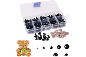 Qanye 135 Pezzi Occhi e Nasi di Sicurezza in Plastica, Occhi di Orsacchiotto, Occhi di Bambola, Include 100 Occhi di Sicurezza, 35 Nasi Sicurezza e 135 Rondelle, per Bambole Artigianali Fai da Te