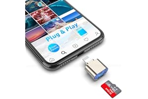 MTAKYA TF Card Reader for iPhone iPad, Micro SD Card Adapter Lightning MS Memory Cards Camera Reader Compatible with iPhone 14/3/12/11 / X / 8 Plus / 8/7 Plus / 7 / 6s Plus/6s/ iPad Mini/Air