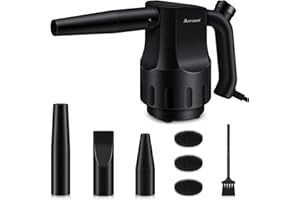 Anruzon Elettrico Bomboletta Aria Compressa, Potente PC Aria Compressa Spray Kit, Portatile Rimuovi polvere Pulire il PC, Computer, Tastiere, Auto, Ufficio, Include ugelli diversi e spazzole