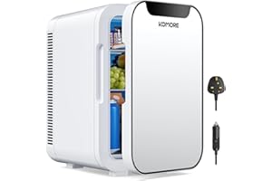 KOMORE Mini Fridge 18 Litre, 20 Cans Mini Fridge for Bedrooms with Handle, Portable Small Refrigerator, Cooler & Warmer for Drinks, Car, Travel, Cosmetics/Makeup/Skincare, AC+DC Power (White)