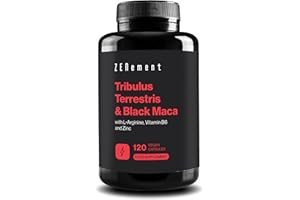 Tribulus Terrestris & Black Maca with L-Arginine, Zinc & Vitamin B6 – Formula for Male Vitality – 120 Vegan Capsules – Zenement