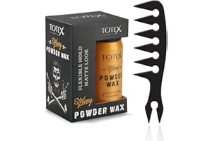 Totex Hair Styling Powder Wax 20g | Magic Volumising Texturising Dust | Ultra Strong Matte Hold | Long Lasting Volume | With Fantail Black Comb No3 Anti-Static Styling Tool for Men & Women